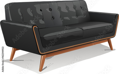 black leather sofa