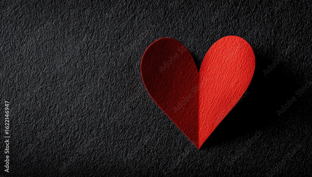 Obraz premium Red paper heart on dark textured background
