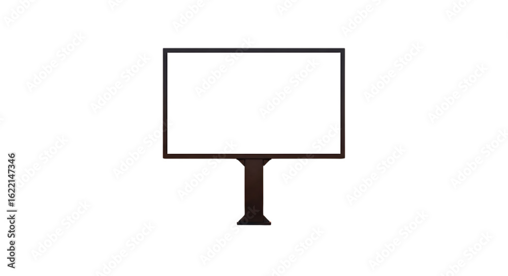 Obraz premium A blank billboard with a white screen for advertising, isolated on transparent background