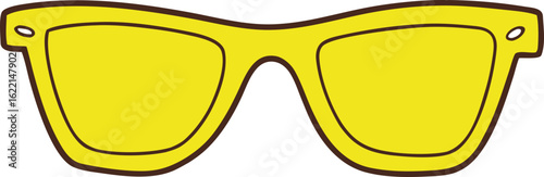 Bright yellow sunglasses isolated on transparent background