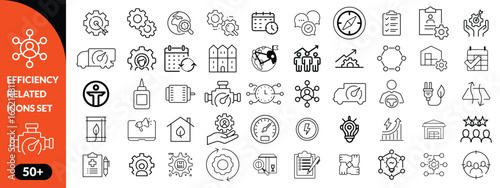 Set of efficiency related line icons. Productivity, optimization, improvement etc big icon set. icob