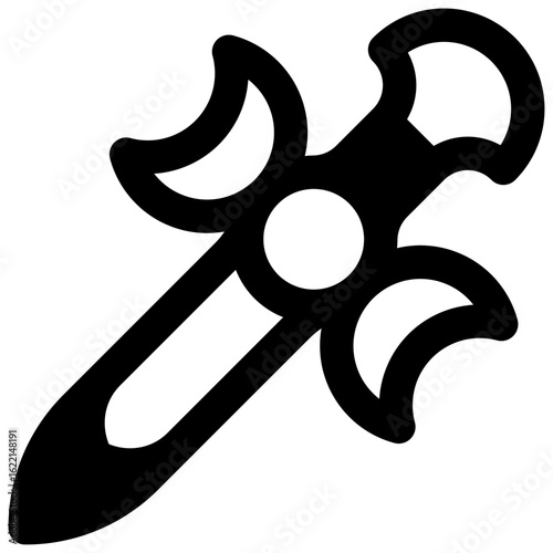 Athame. Outlined stroke vector icon with black-filled details.