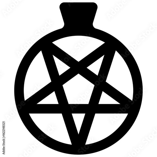 Pentagram pendant. Outlined stroke vector icon with black-filled details.