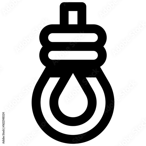 Noose. Outlined stroke vector icon with black-filled details.