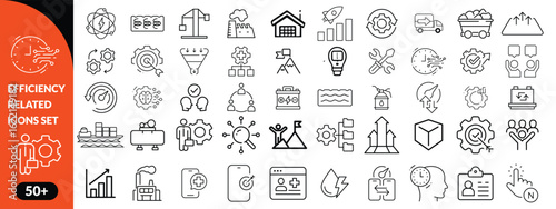 Set of efficiency related line icons. Productivity, optimization, improvement etc big icon set. icob