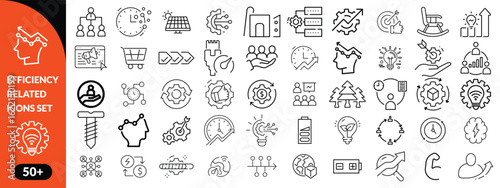 Set of efficiency related line icons. Productivity, optimization, improvement etc big icon set. icob
