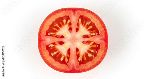 Wallpaper Mural Fresh Tomato Slice with Reflective Water Droplet on White Torontodigital.ca