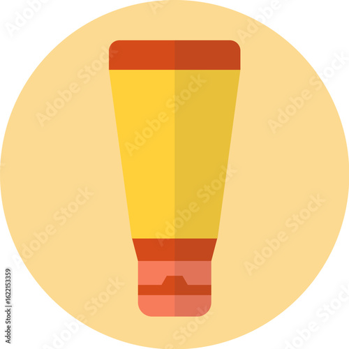 Yellow tube of cream or lotion, simple design, cosmetic product packaging.