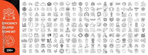 Set of efficiency related line icons. Productivity, optimization, improvement etc big icon set. icob