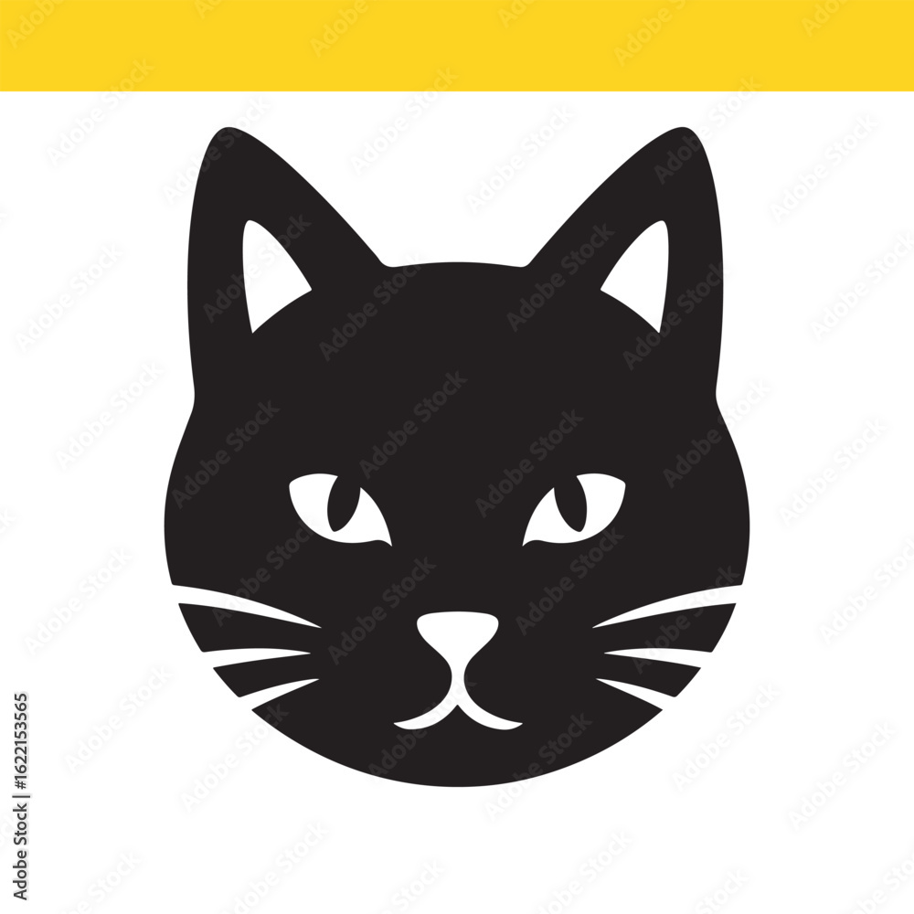 A bold, graphic icon of a black cat's head. This minimalist feline face silhouette is perfect for logos or web design. A bold, graphic icon of a black cat's head. This minimalist feline face silhouette is perfect for logos or web design.