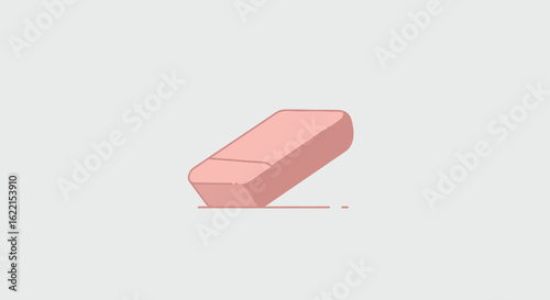 A stylized flat design illustration of a pink rubber eraser on a plain light background.