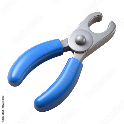 3d render of blue and silver pet nail clippers isolated on transparent background