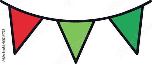 flat design christmas bunting icon on transparent background