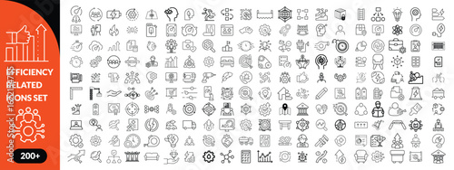 Set of efficiency related line icons. Productivity, optimization, improvement etc big icon set. icob