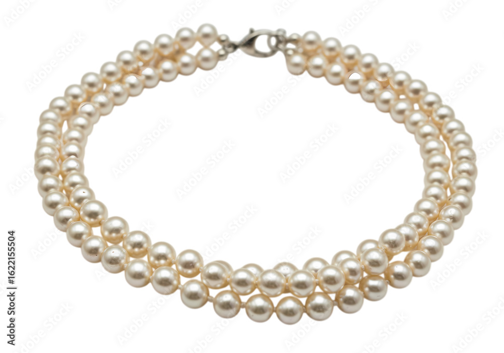 Fototapeta premium Elegant Triple Strand Pearl Necklace Jewelry Accessory on White Background
