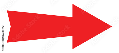A large red icon with a solid long arrow pointing to the right on a white background. Long arrow. arrow pointing right site. large arrow pointing right. eps 10