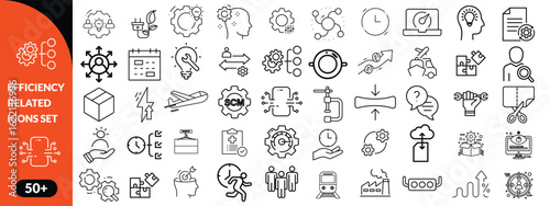 Set of efficiency related line icons. Productivity, optimization, improvement etc big icon set. icob