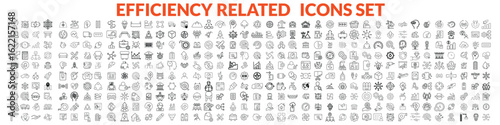Set of efficiency related line icons. Productivity, optimization, improvement etc big icon set. icob