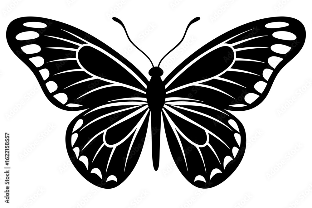 Fototapeta premium Vector art of silhouette of butterfly icon