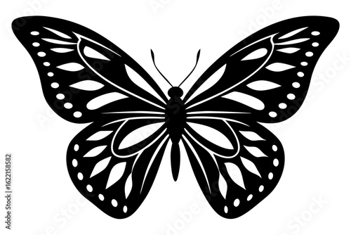 Vector art of silhouette of  butterfly on white background