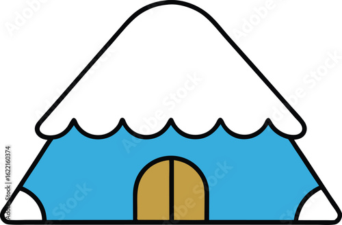 snow covered hut icon on transparent background
