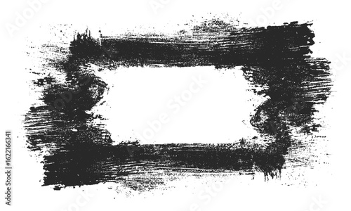 Black grunge texture border frame on white background . Grunge black edge frame over clean white backdrop  
Textured black grunge border on white surface  