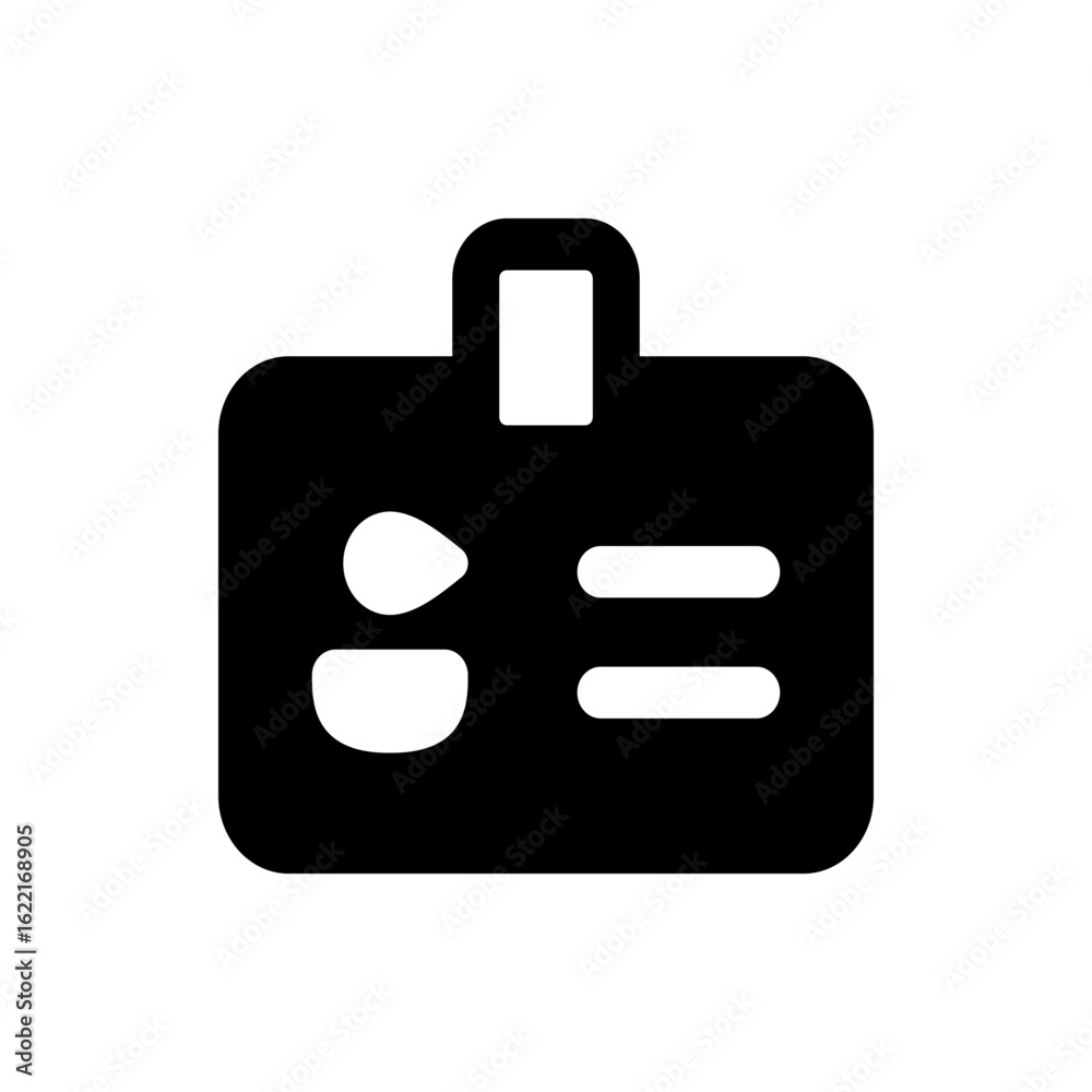 Illustration of a black briefcase with a handle on top and two compartments on the front side of the case Illustration of a black briefcase with a handle on top and two compartments on the front side of the case