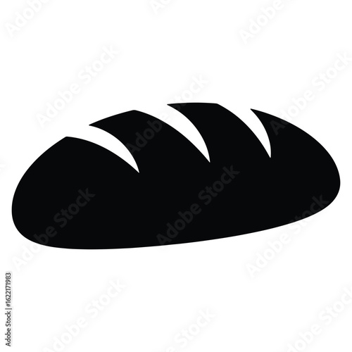 Simple black bread loaf silhouette for food and bakery related design projects