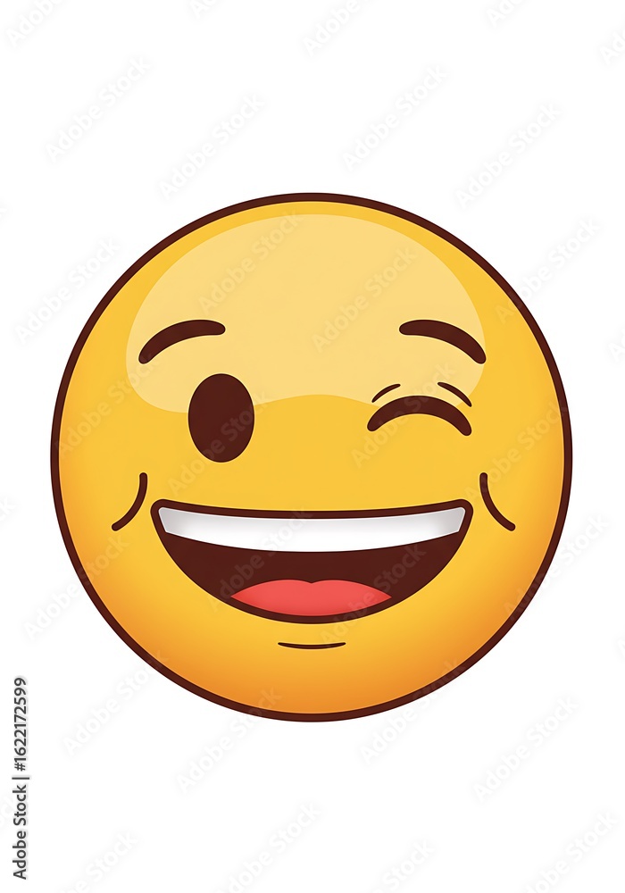 Fototapeta premium Playful Wink: Happy Yellow Emoji Illustration