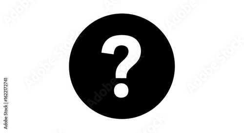 Question mark in a black circle isolated on white background for help