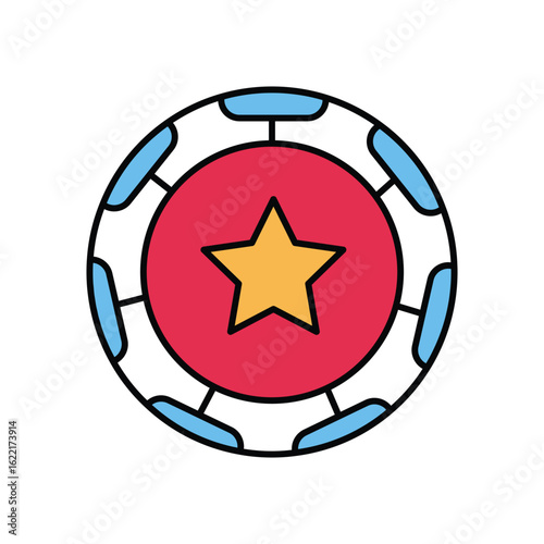 casino chip lineal color line icon with white background vector stock illustration