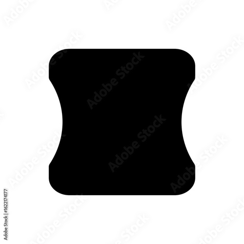 Black rounded rectangle with concave sides resembling a dog bone shape on a white isolated background