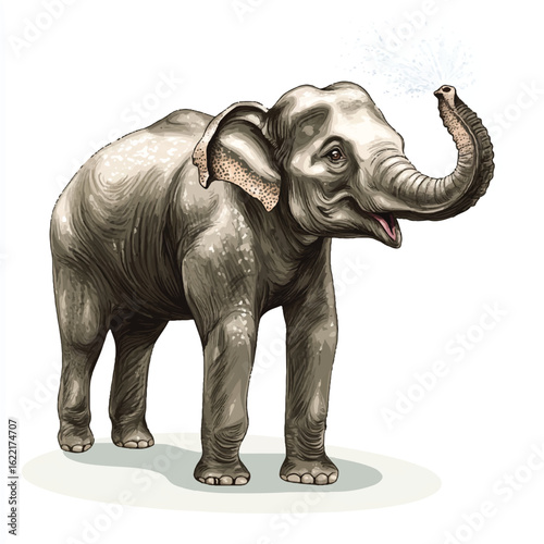 a elephant spraying water