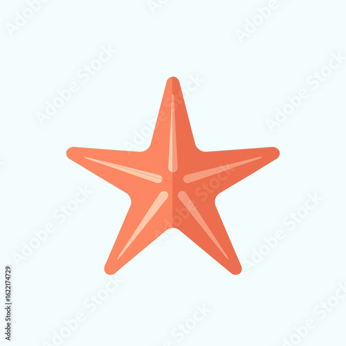 An orange five-pointed star shape is centered on a light blue background.