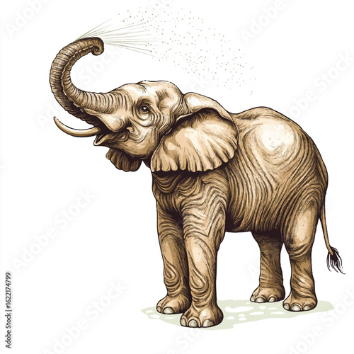 a elephant spraying water