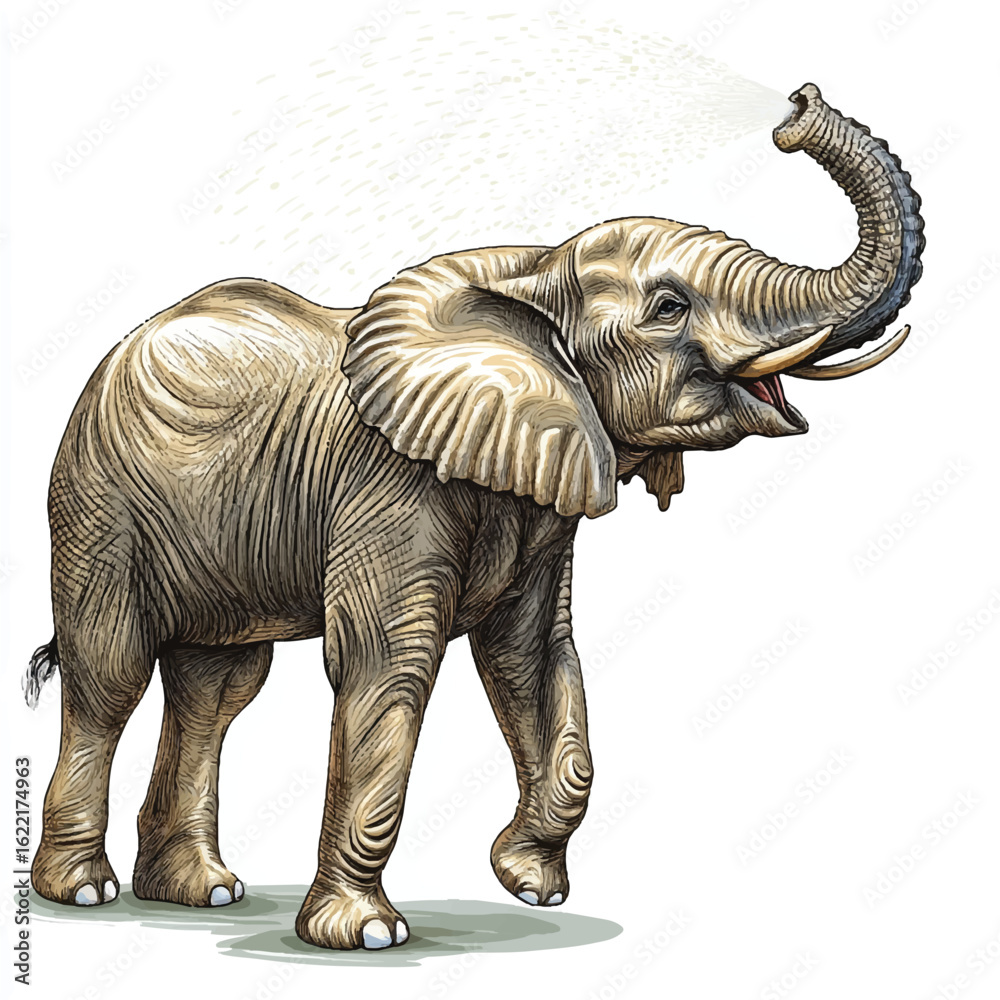 Fototapeta premium a elephant spraying water