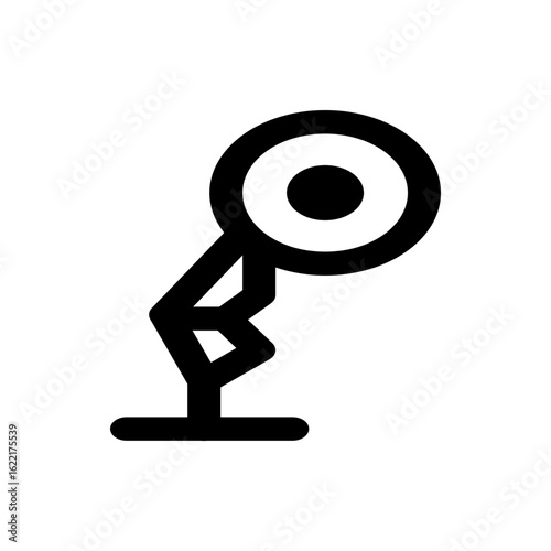 Illustration of a solid black pushpin with a flat head and sharp point on a white background design icon