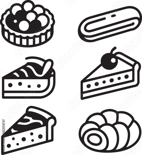 Baked goods pastry dessert treats assortment cake slice eclair
