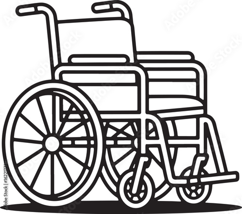 Black and white illustration of a wheelchair mobility aid transportation