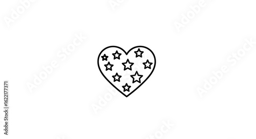Heart filled with stars icon in black line art on white background