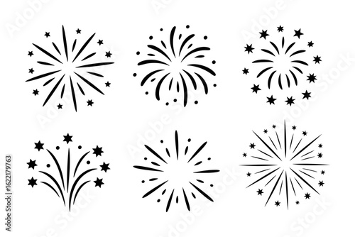 Fireworks Burst Icons Vector Clipart Set