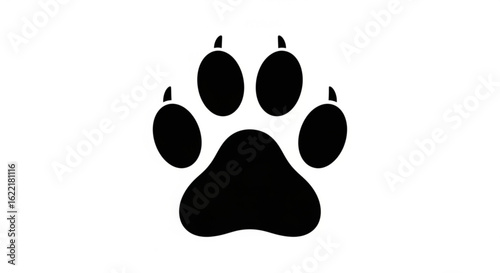 Black paw print isolated on white background, an animal footprint design