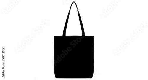 Black tote bag with handles isolated on white background for shopping