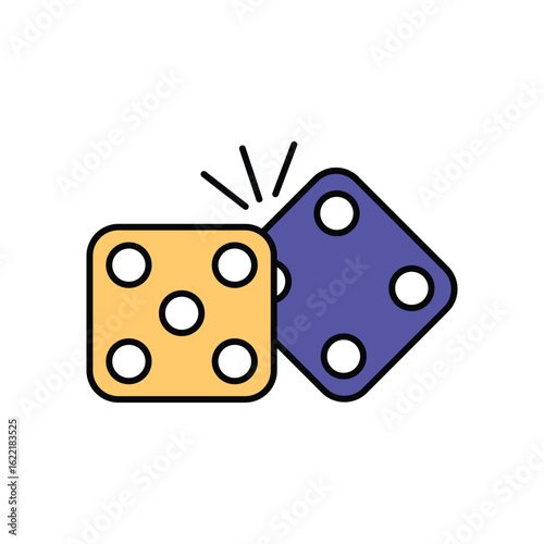 dices lineal color line icon with white background vector stock illustration
