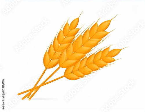 Wheat ears isolated on white. Barley vector icon. Vector illustration.
