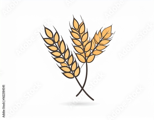 Wheat ears isolated on white. Barley vector icon. Vector illustration.