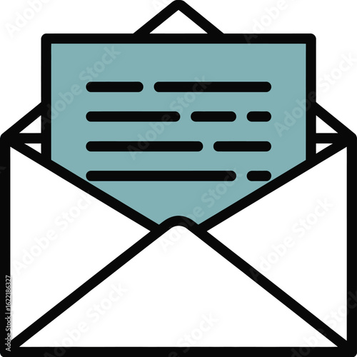Open envelope with a letter inside illustration