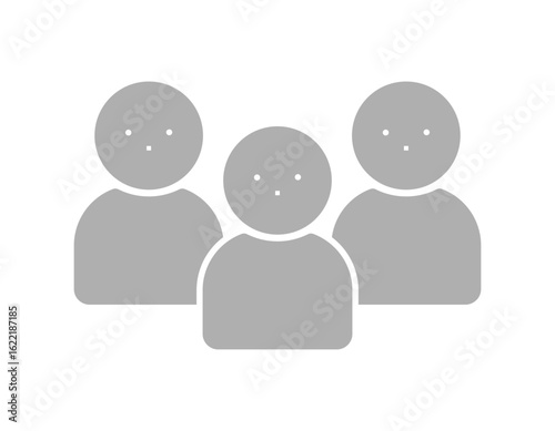 3人の人物のバストアップのグレーのシルエットアイコン･ピクトグラム -グループや監視のイメージイラスト
