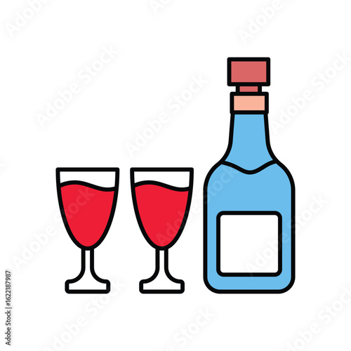 champagne lineal color line icon with white background vector stock illustration