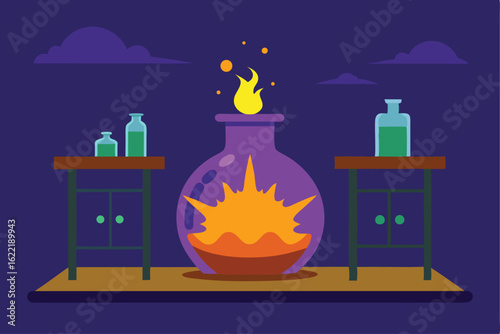 potion explosion in witch s cabin  .eps